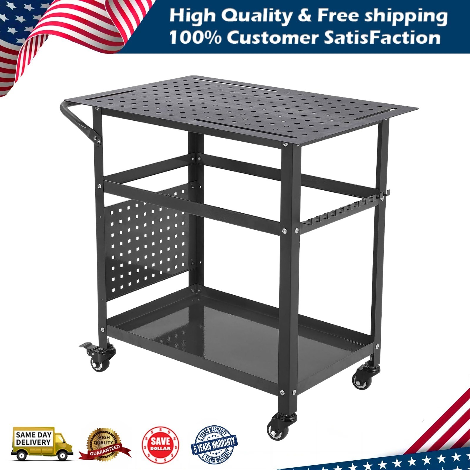 36x24" Welding Table Heavy Duty Steel Welding Fixture Table 5/8" Holes &Pegboard