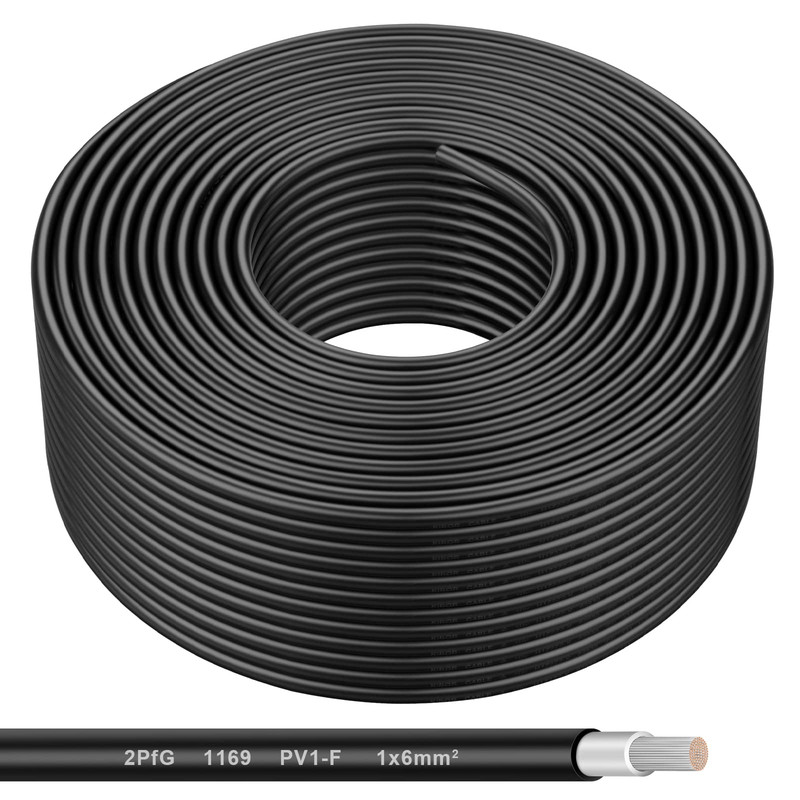 Shirbly Solar Panel Wire - 200Ft Black Tinned Copper Wire 10Awg 6Mm Pv Wire