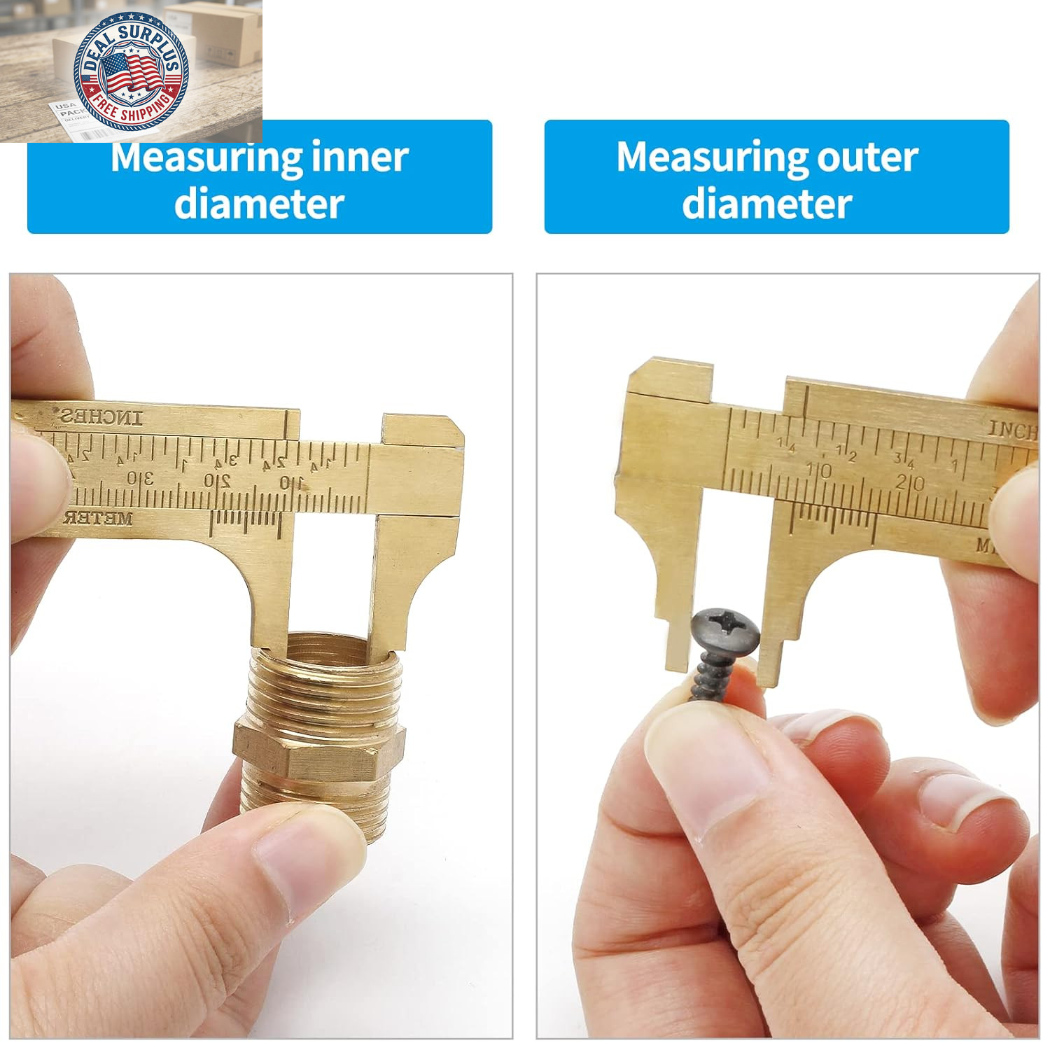 Brass Pocket Vernier Caliper Ruler, Sliding Gauge Mini Vernier Caliper Double Sc