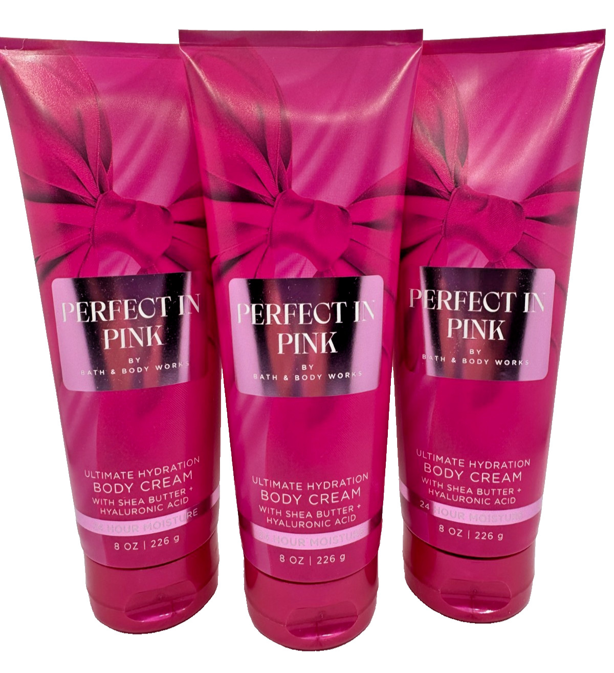 NEW Bath & Body Works Lot of 3 Perfect In Pink Hydrating Body Cream Lotion 8 oz