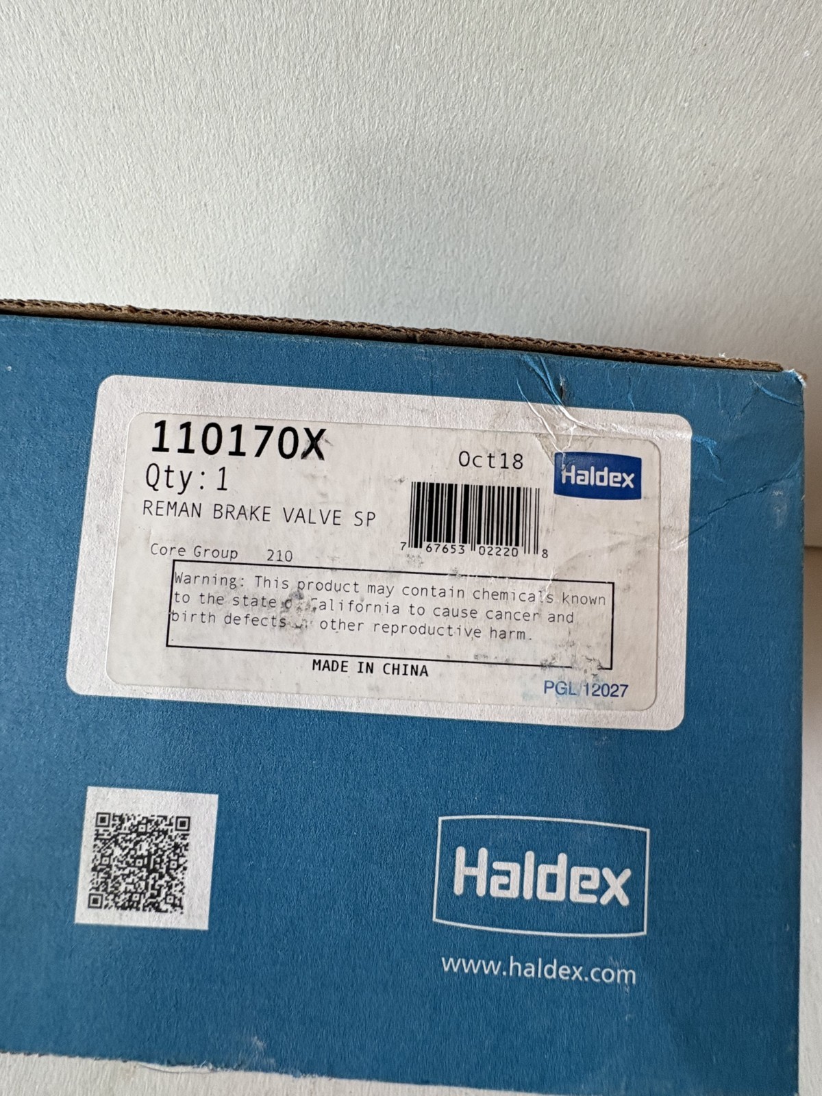 110170X REMAN HALDEX  SPRING BRAKE CONTROL VALVE 110170