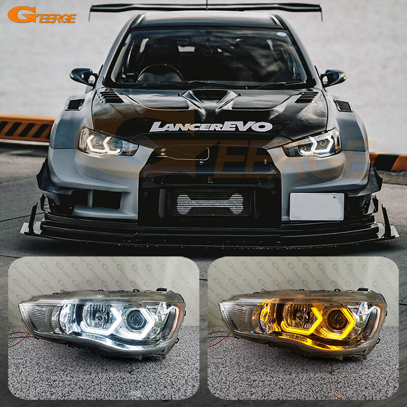 For Mitsubishi Lancer 10 X EVO Concept M4 Iconic Hex LED Angel Eyes Halo Rings