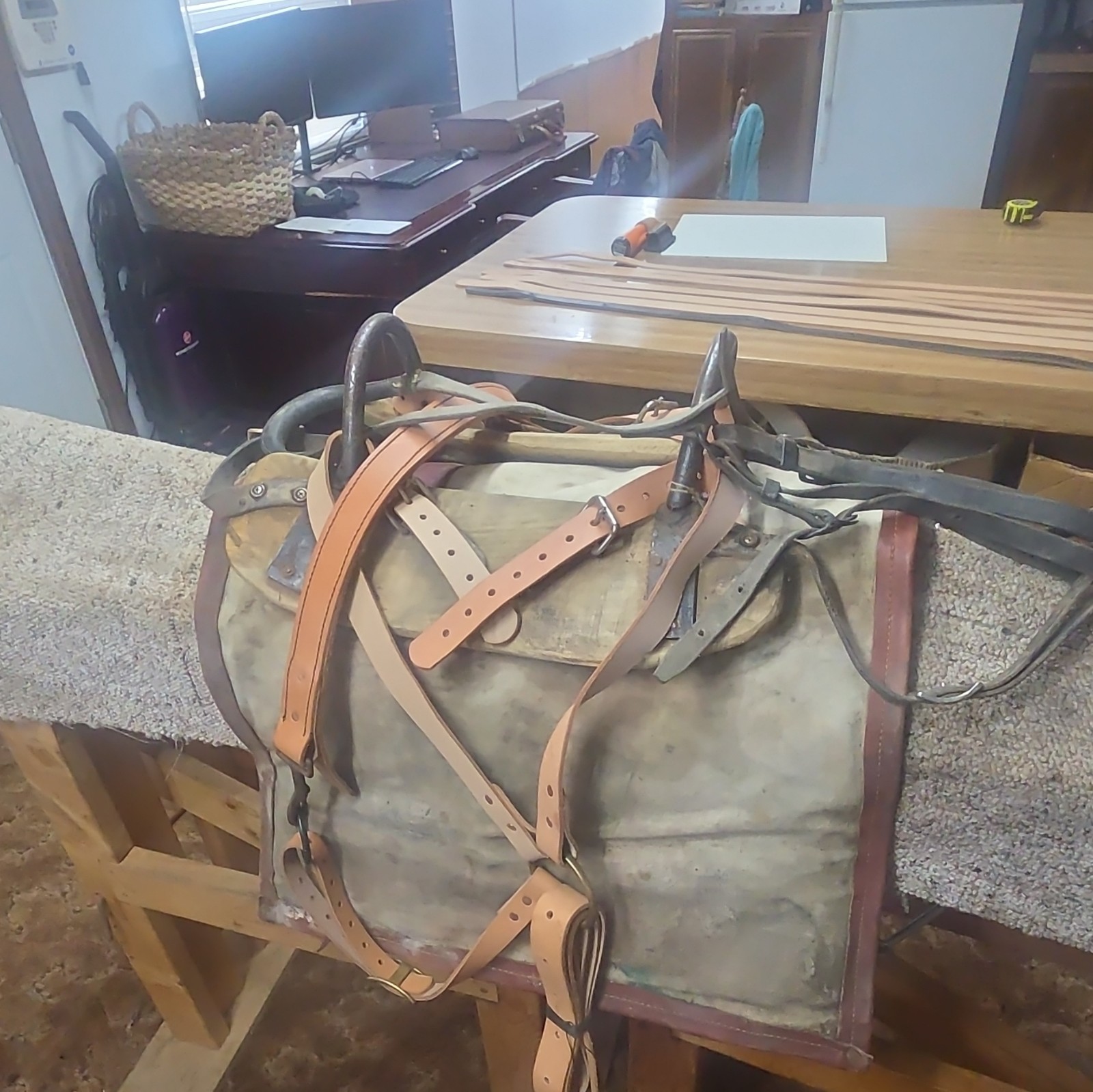 Pack Saddle Rigging w/ Canvas Pack Pad . Mule Pack saddle.