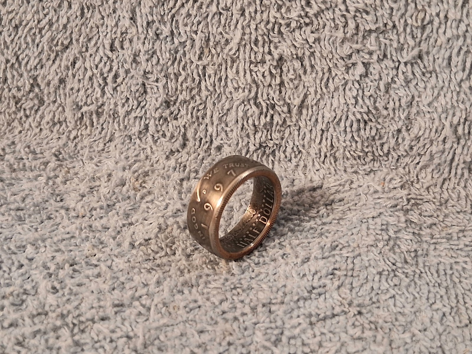 1997  Kennedy Half Dollars  size 9- 1/2  coin ring  handmade mixed metals