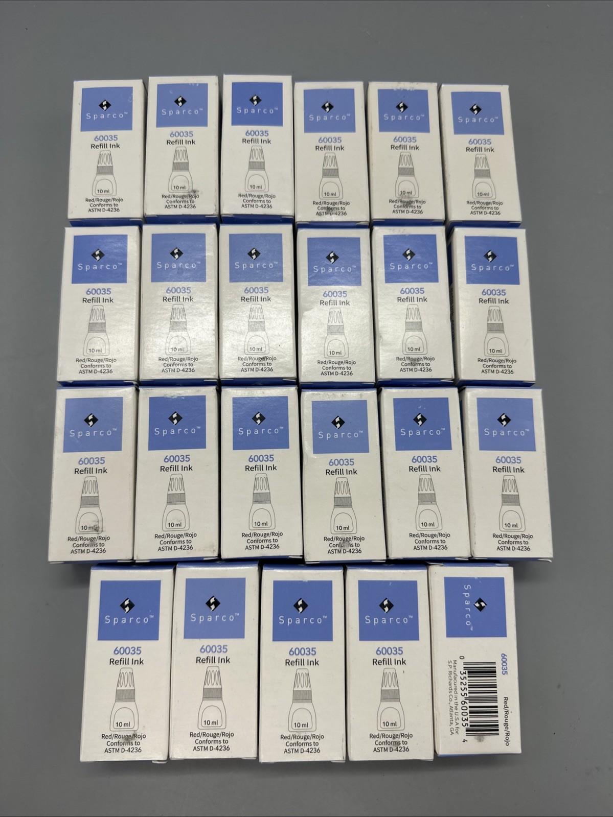 Qty = 23 Bottles: Sparco Red Stamp Ink Refill 10ml Bottles No. 60035