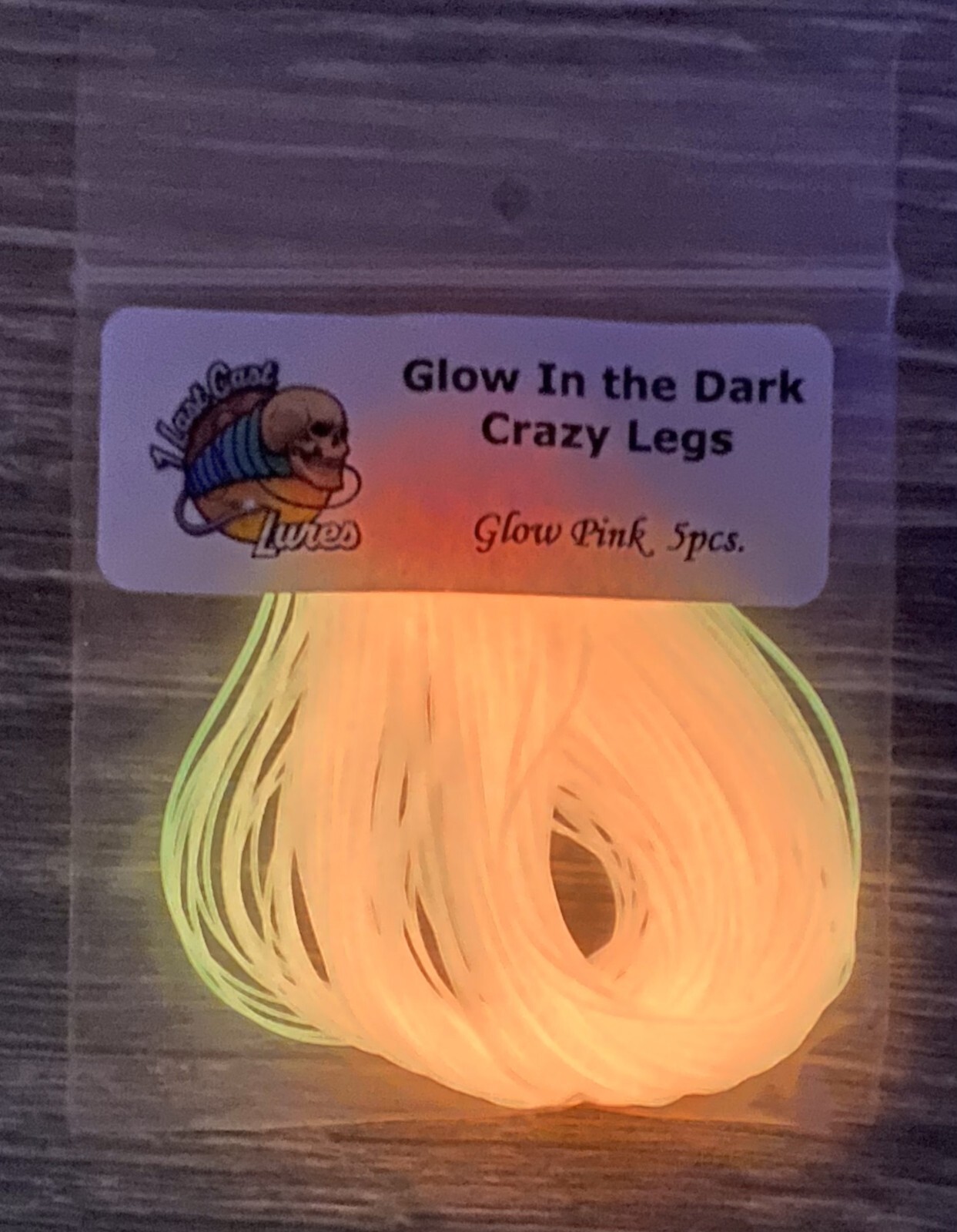 Glow Pink Silicone Crazy Legs  1 Last Cast Lures