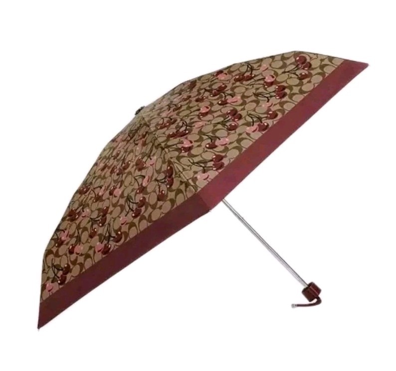 Coach Mini Umbrella UV Protection Signature Cherry Print CZ929 NWT