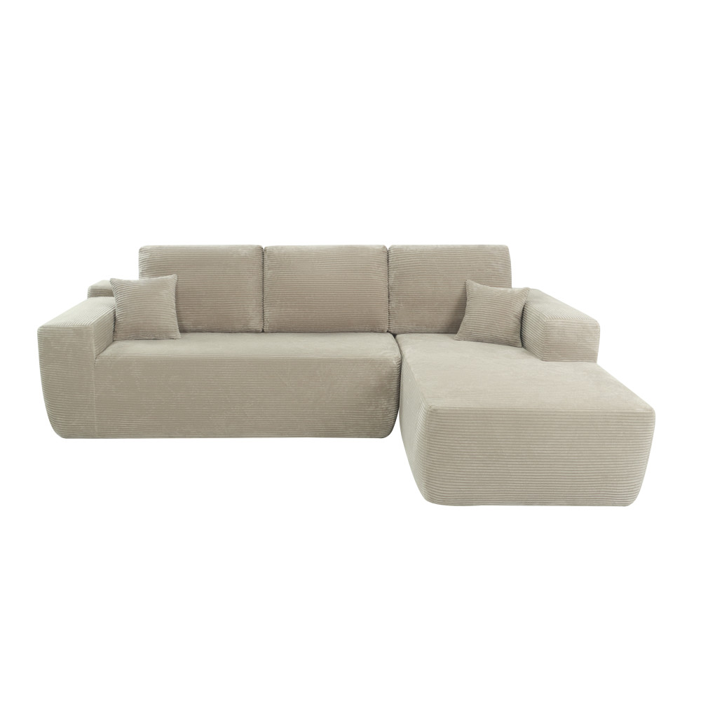 105" Modular Sectional Sofa w/ L-Shape Chaise, Corduroy Fabric, Camel
