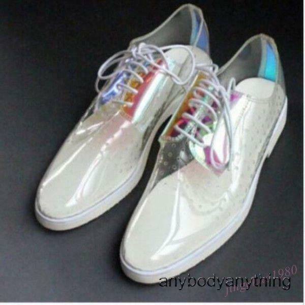 New Mens Breathable Casual Shoes Transparent Holes Hollow Out Lace Up Sandals