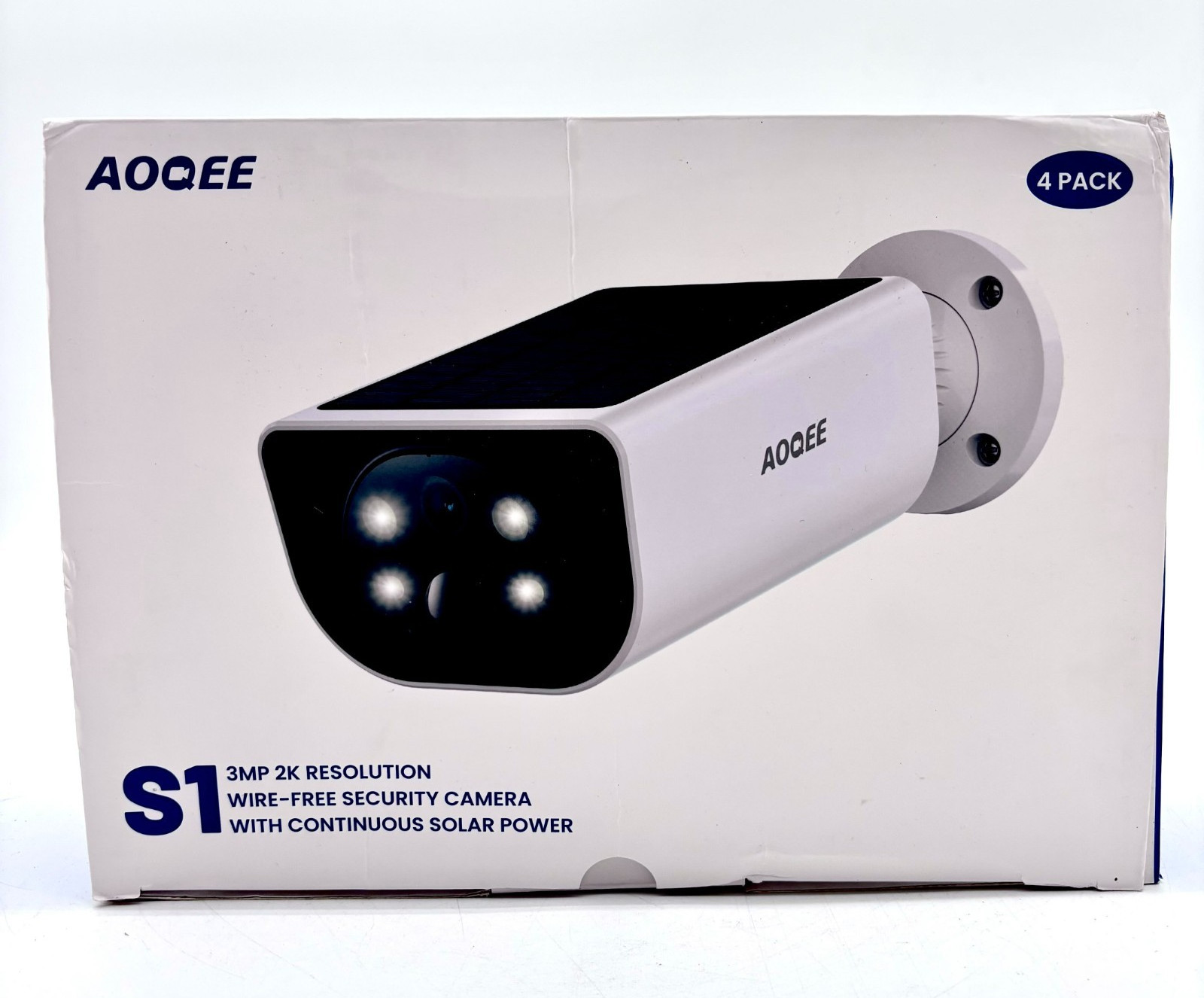 AOQEE S1 3MP 2K Resolution Solar Powered Wire Free Security Camera - White