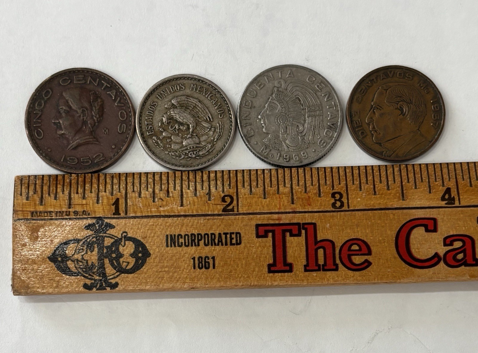 Vintage Assorted Mexican Coins 1957, 1969, 1946, & 1952