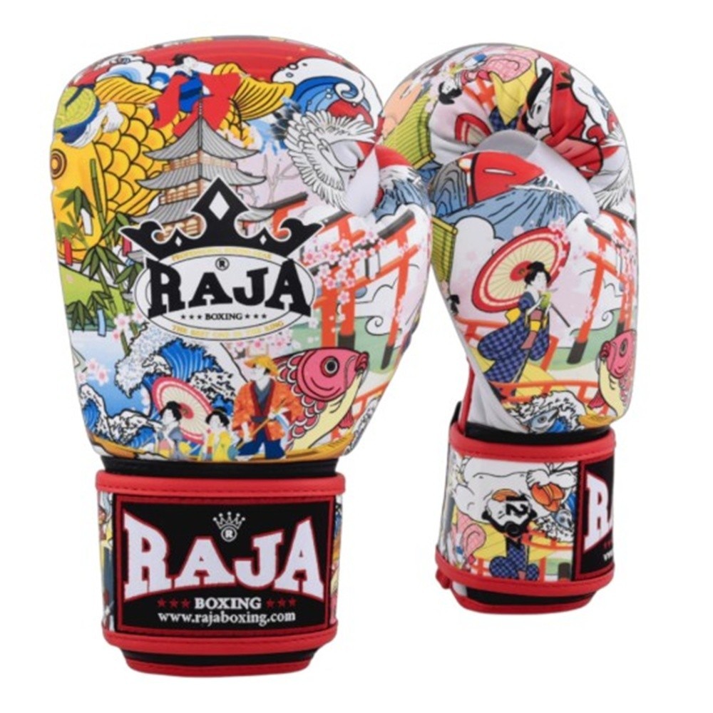 Raja Muay Thai Gloves Kickboxing Fancy Gloves# Japanese Red White 12ozMicrofiber