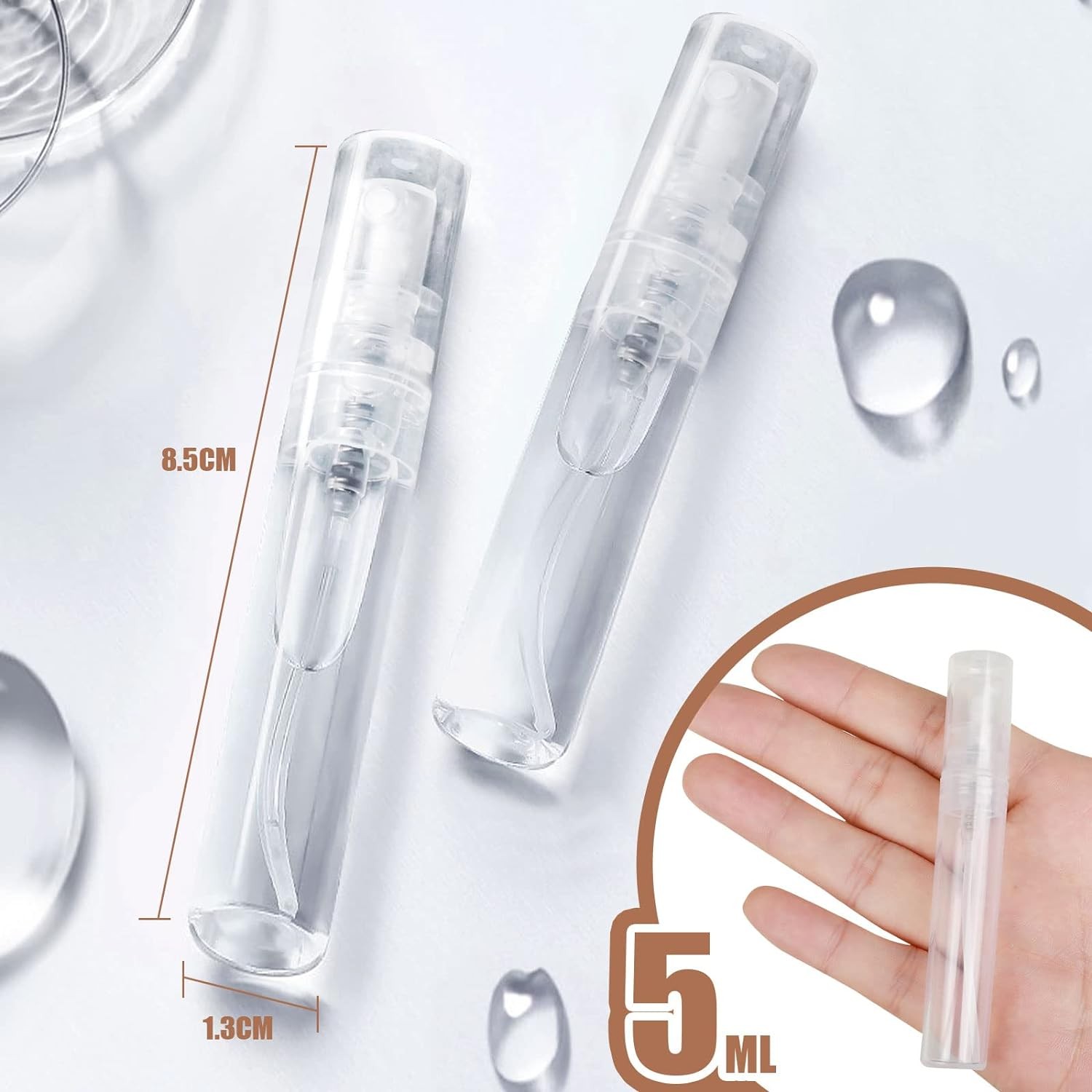 60PCS 5ml Mini Clear Plastic Spray Bottles Refillable Perfume Atomizers