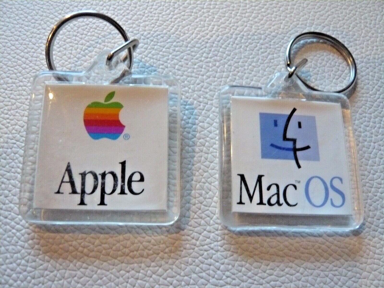 Apple Mac OS Vintage Promotional Keychain Advertising Smile Face Clear Acrylic