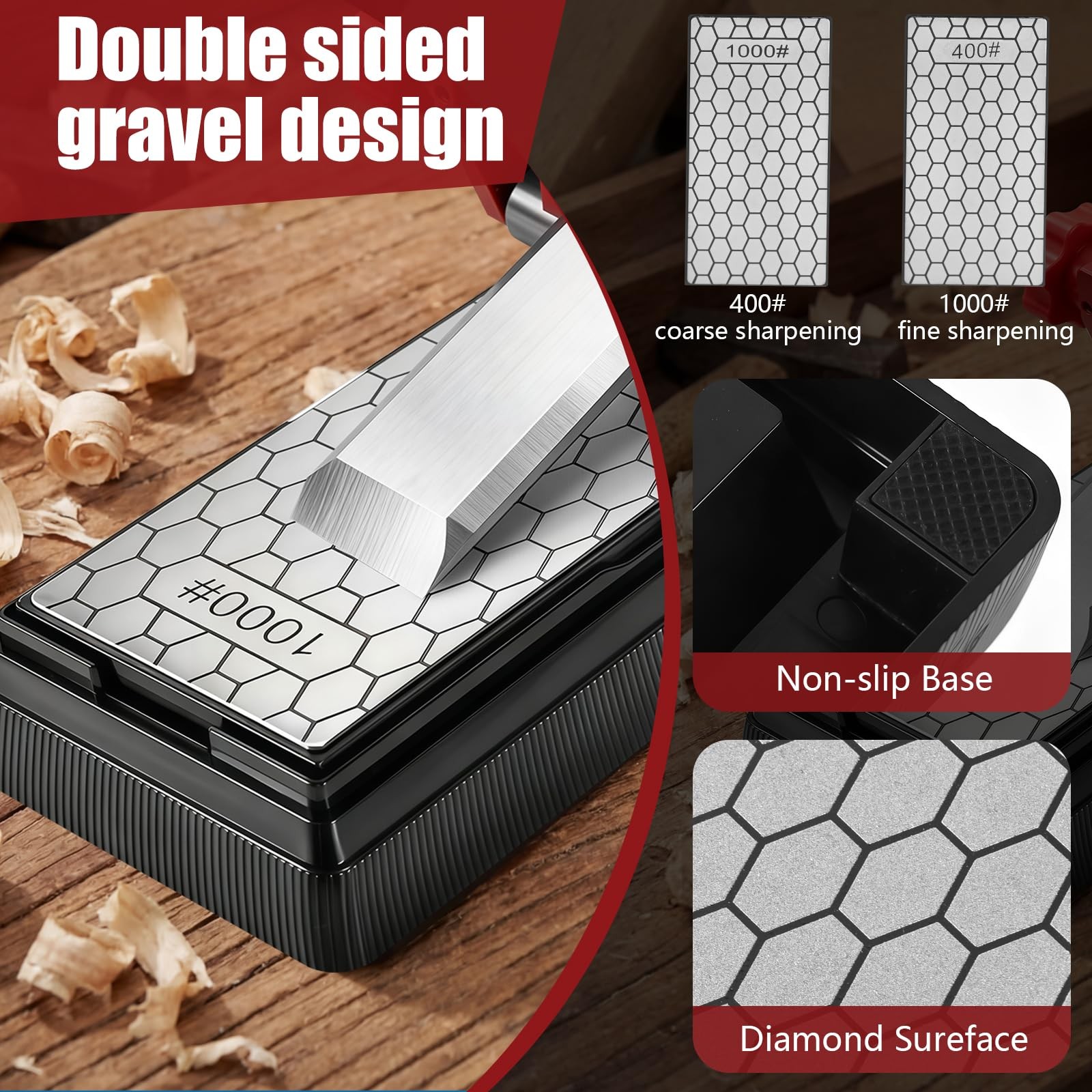 Precision Chisel Sharpening Jig & Guide Angle Gauge Kit W/ Diamond Stone Jzmds