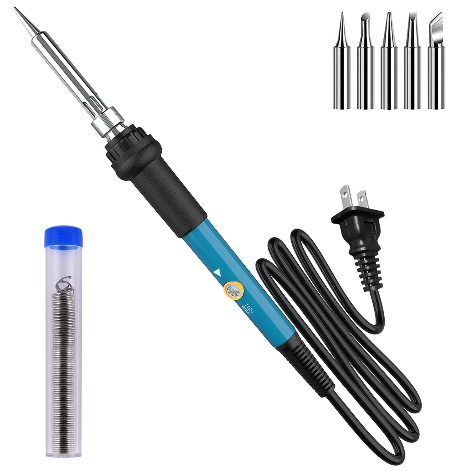 Soldering Iron Kit,60W Adjustable Temperature Welding Tool Solder Gun Wire Tips