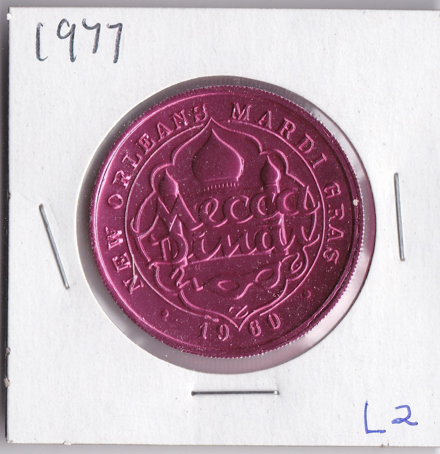 1977 Mecca Dinar MARDI GRAS DOUBLOON /"I MUST GO DOWN TO THE SEA AGAIN" (L2)