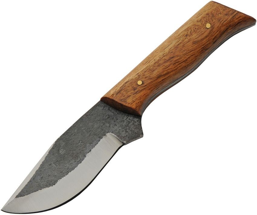 Wide Skinner Fixed Knife 3" Forged 1045 Carbon Steel Blade Brown Wood Handle