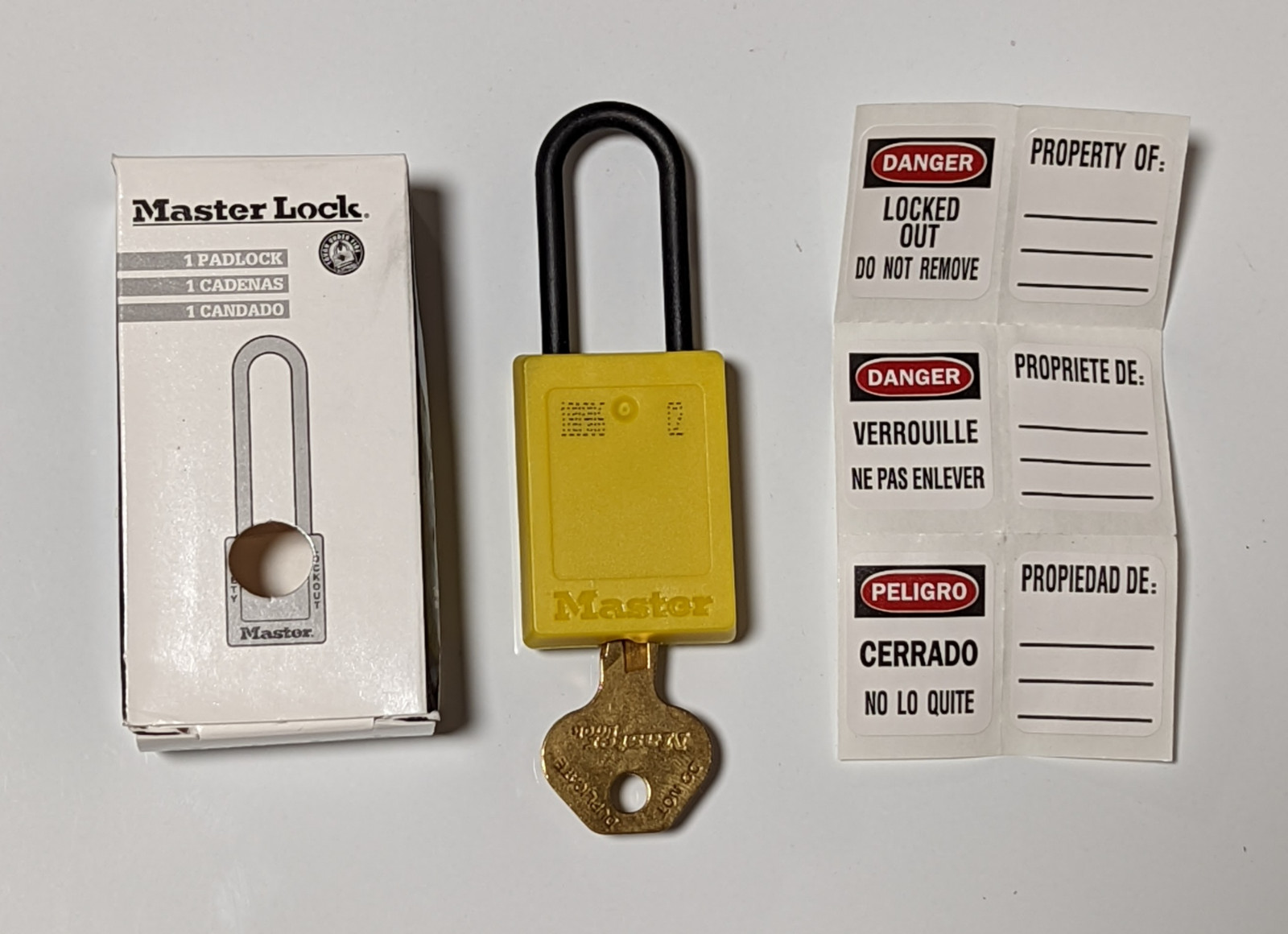 Master Lock Padlock, Keyed, S32 Yellow 417