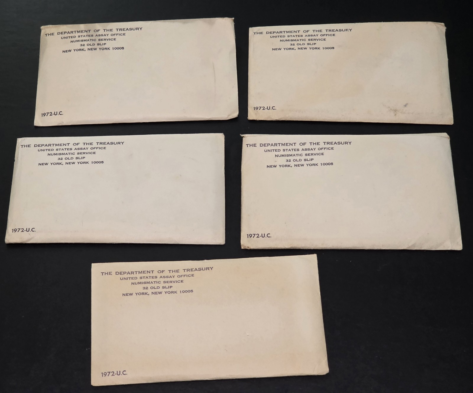 Lot Of 5 1972 U.S. Mint Clad Sets 11 Coins  P & D Uncirculated Set X5