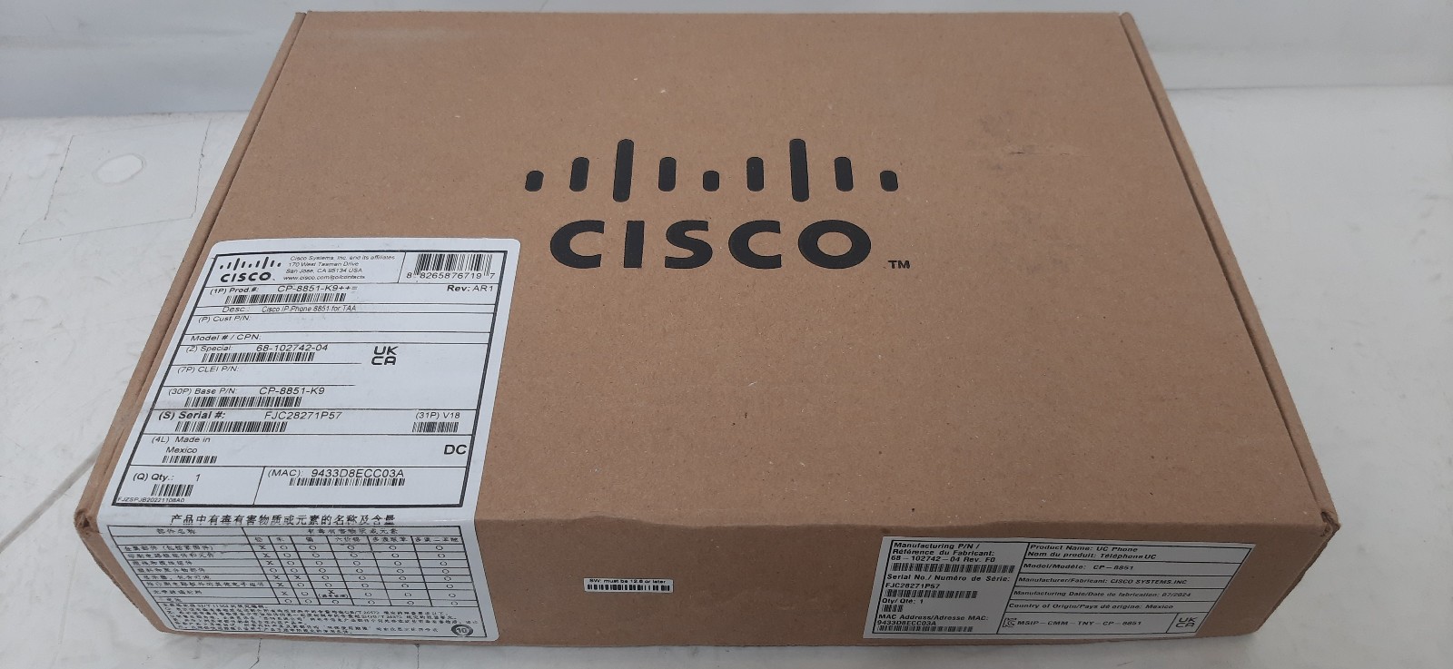 Cisco CP-8851-K9 VoIP IP PoE Color LCD Display Phone- CP-8851-K9