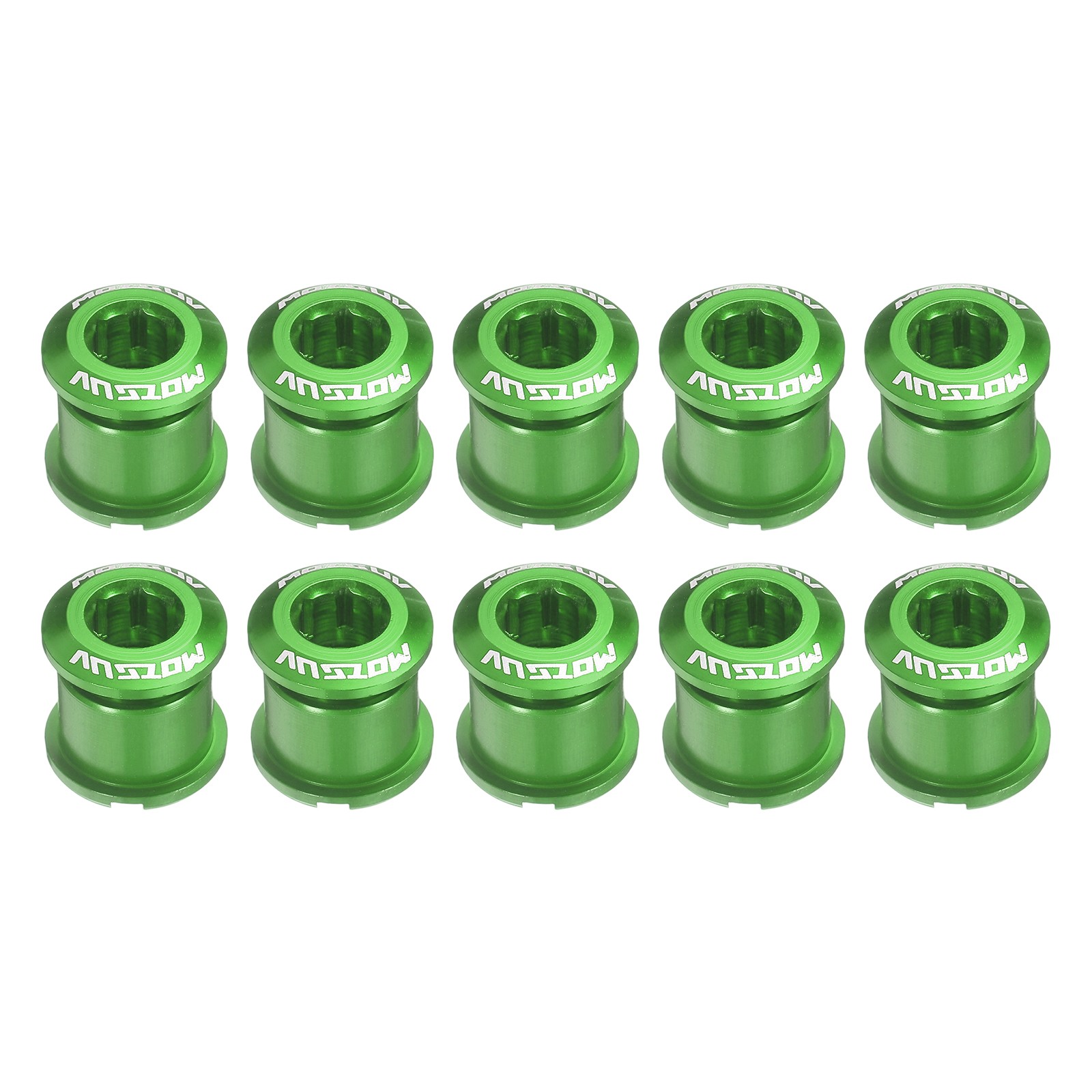10pcs Double Chain Ring Bolts M8 Aluminum Alloy Bike Chainwheel Screws, Green