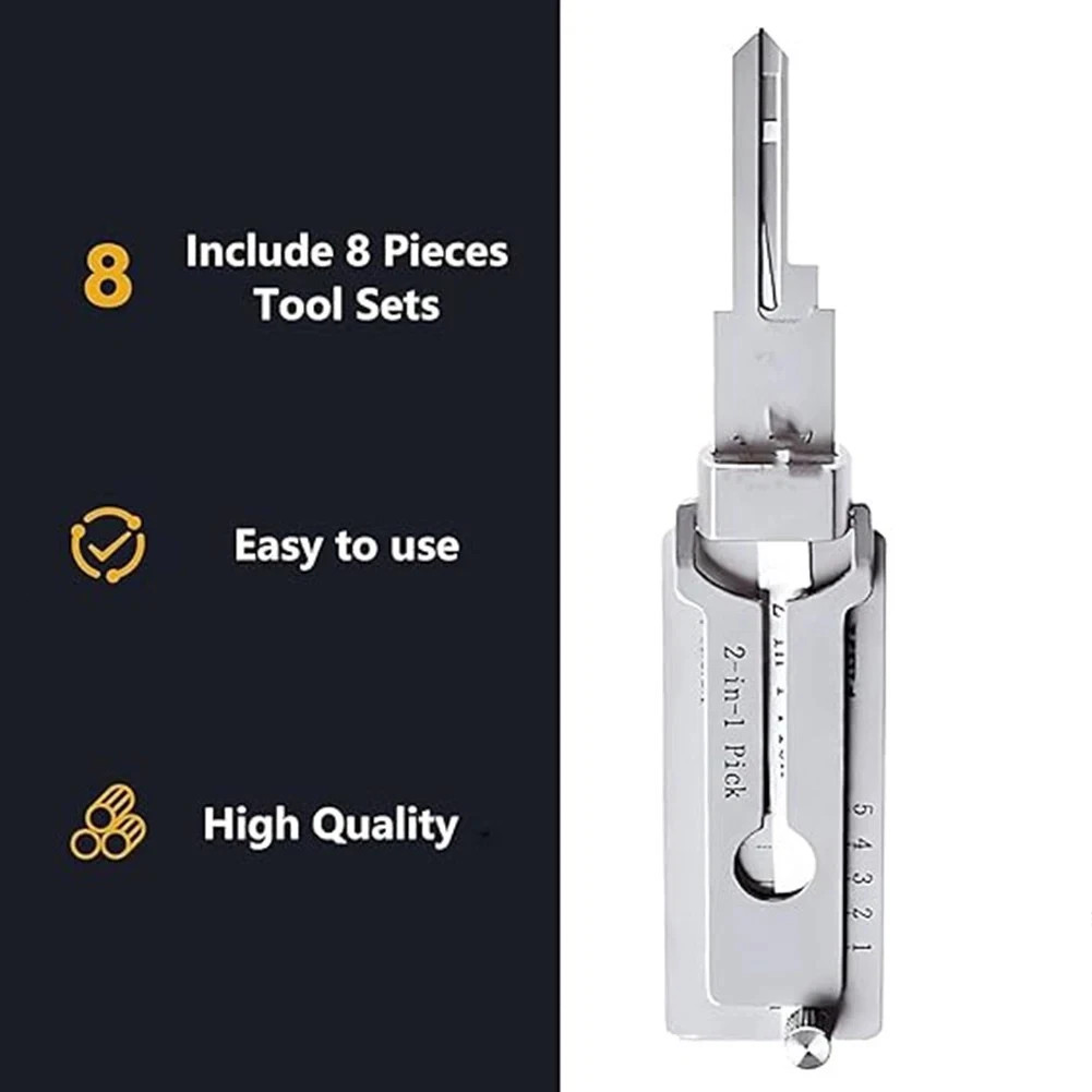 Key Decoder 2 In 1 Portable Lock Picking Set Hook And Pickup Tool Kit Ergonomic