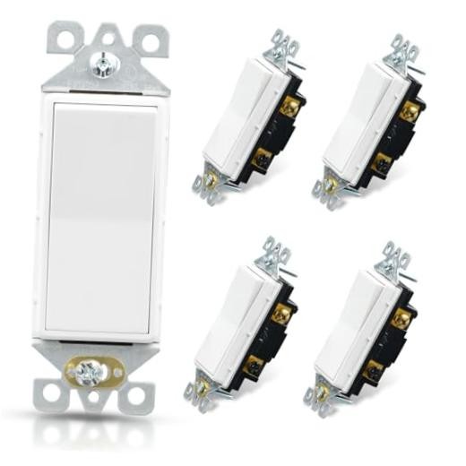 3 Way Decorative Light Switch, 1Amp, 120-277 Without Wall Plate 5 Glossy White