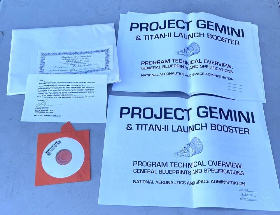 Rare Kennedy Shipyards Project Gemini & Titan-II Launch Booster Blueprints NASA