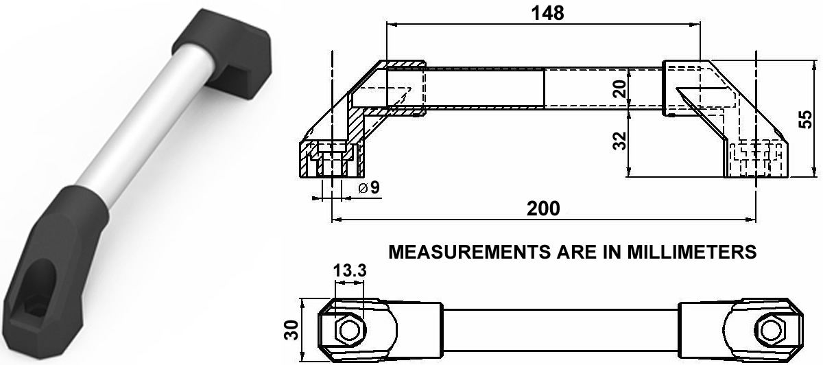 Aluminum / Plastic (Polyamide) Cover Handle