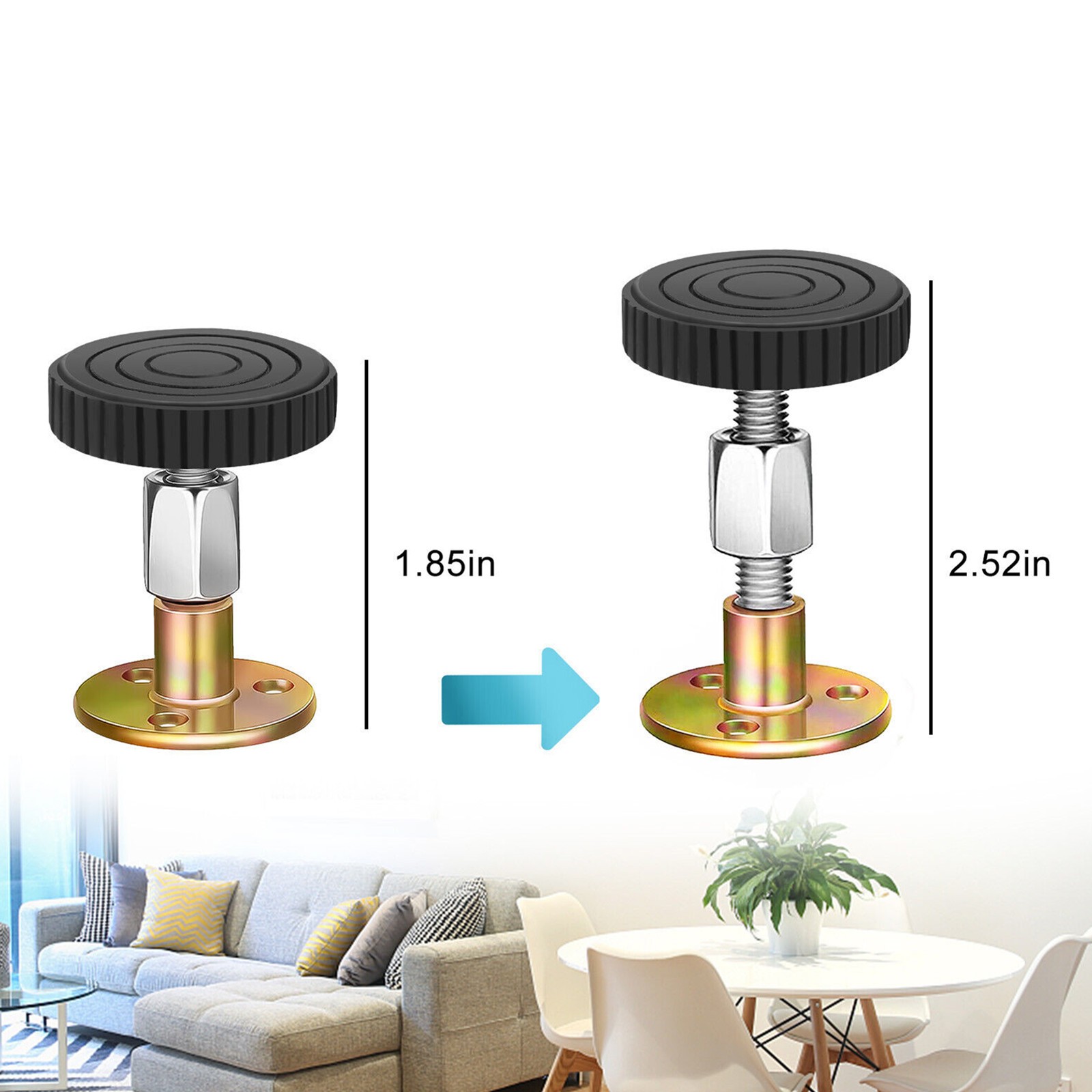 4PCS Adjustable Threaded Bed Frame Anti-Shake Stabilizer Tool Headboard Stoppers