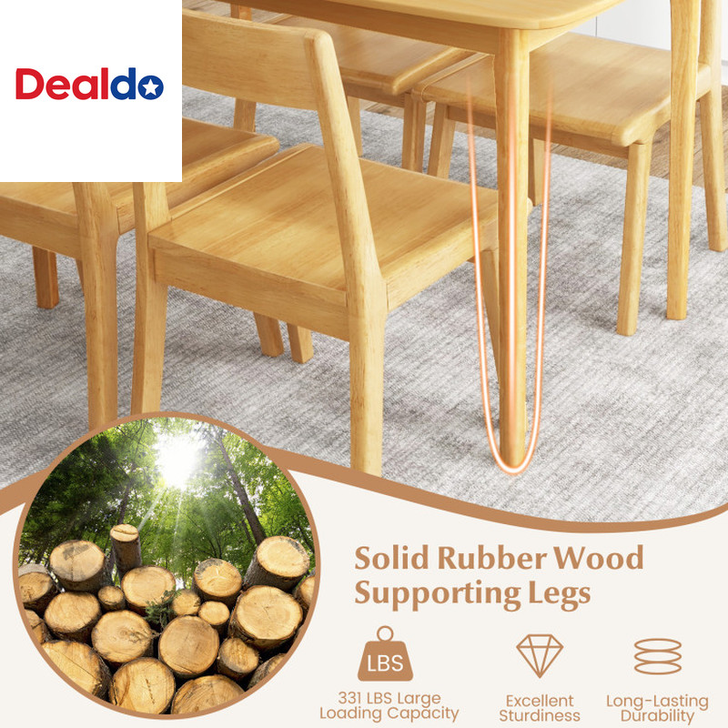48 Inch Solid Wood Dining Table with Rubber Wood Supporting Legs for Kitchen Din