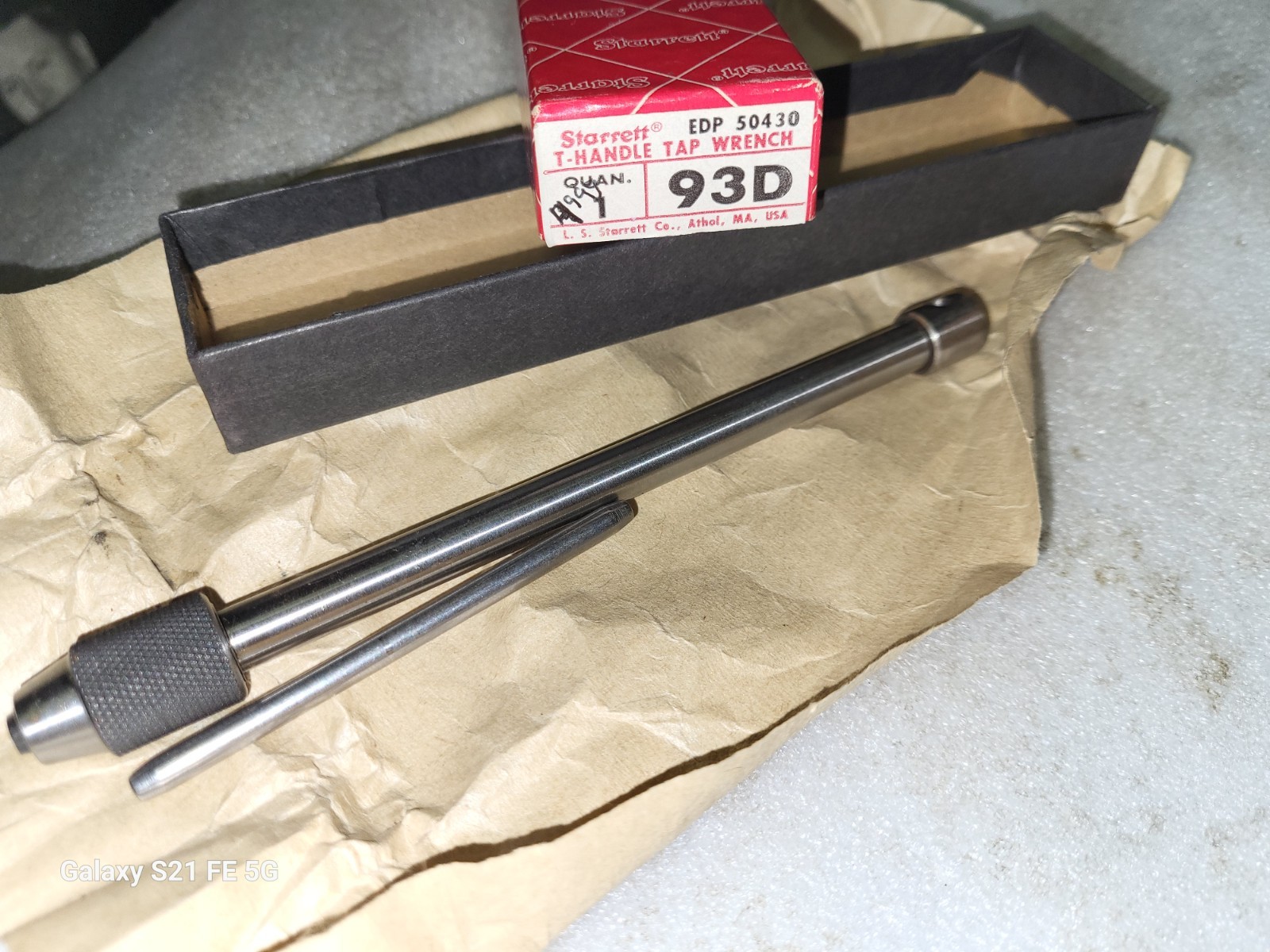 NOS Starrett 93D T Handle Tap Wrench