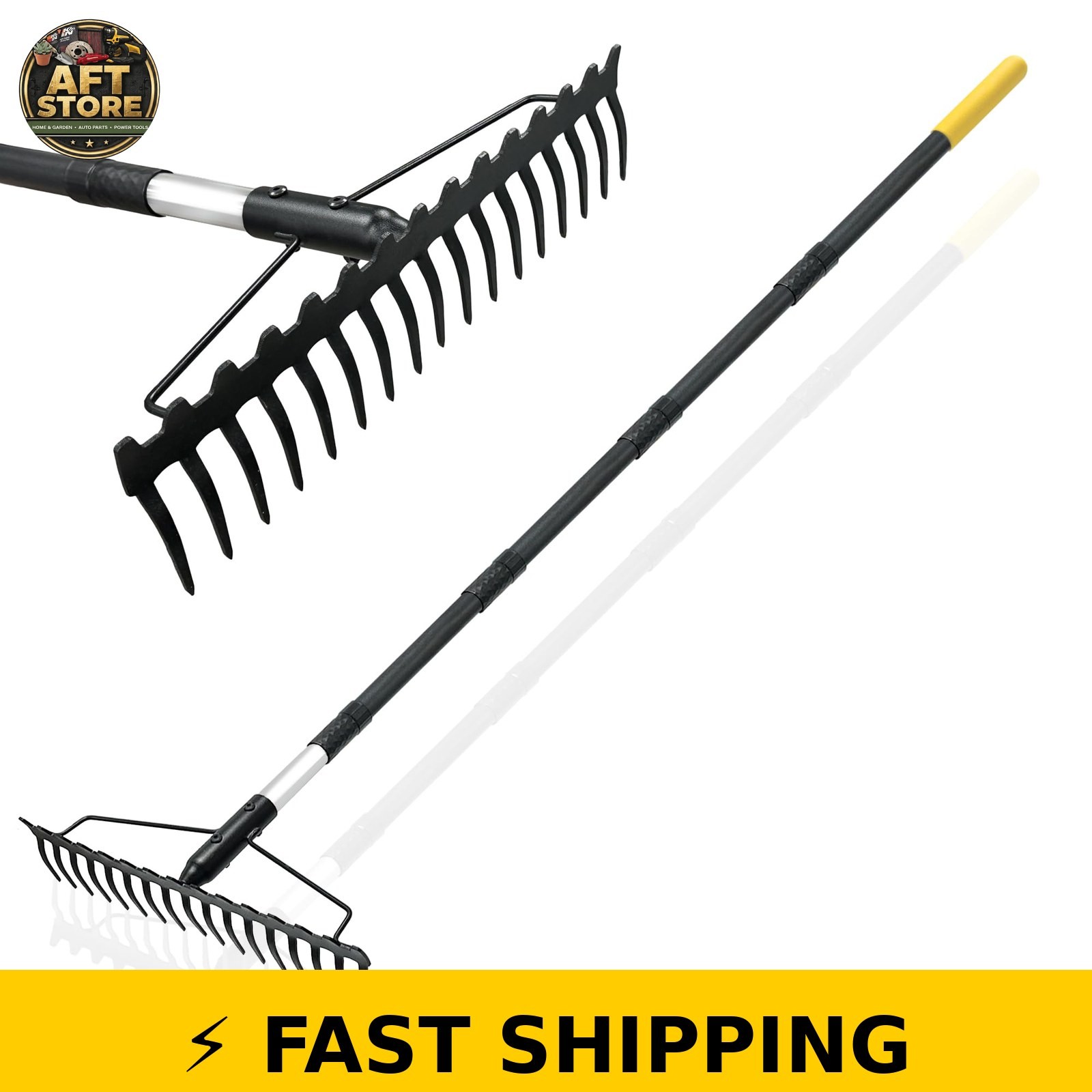 BlumeTrec 68-Inch Adjustable Bow Rake with 17 Steel Tines