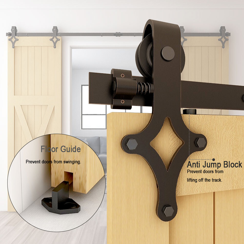 5-20FT Sliding Barn Door Hardware Roller Track Kit for Single Double Door