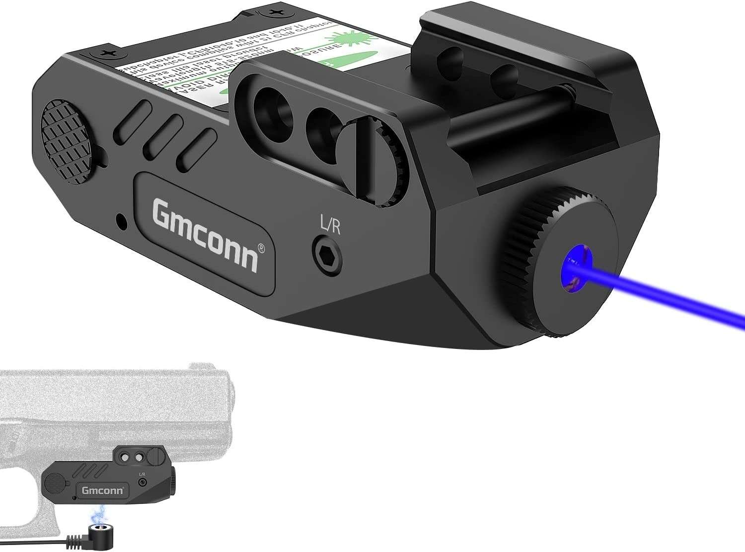 Gmconn Low Profile Blue Laser Sight Rechargeable Magnetic USB Picatinny Pistol