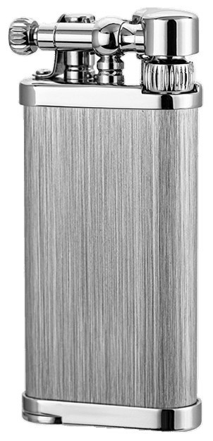 Old Boy IM Corona Butane Pipe Lighter 90 Degree Flame Chrome Hairlines - 1205
