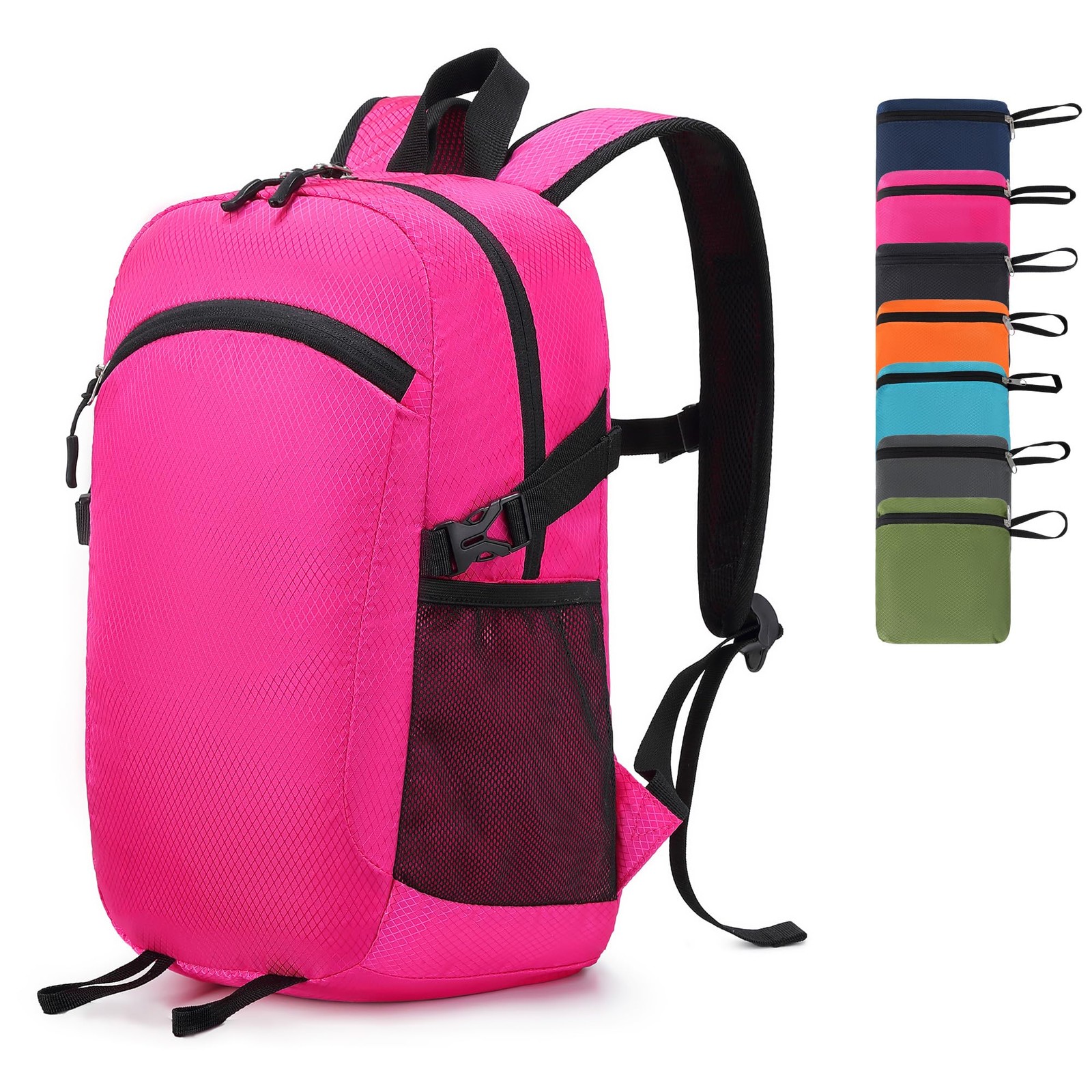 Lightweight Hiking Backpack 18L Packable Foldable Small Daypack Magenta