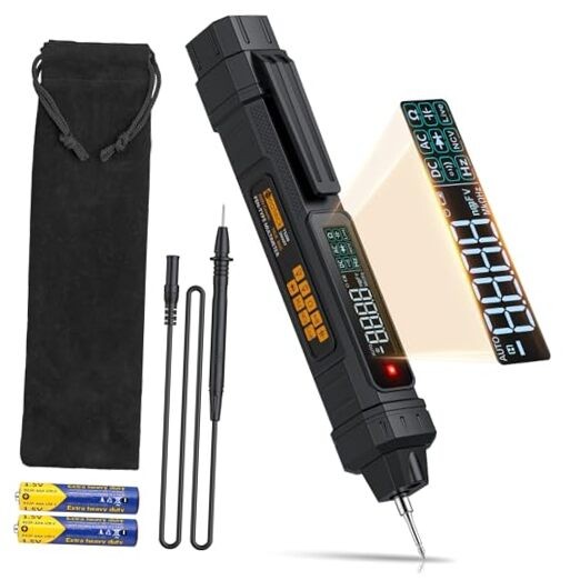 2 in 1 Pen Type Digital Multimeter Non-Contact Voltage 6000 Counts Black