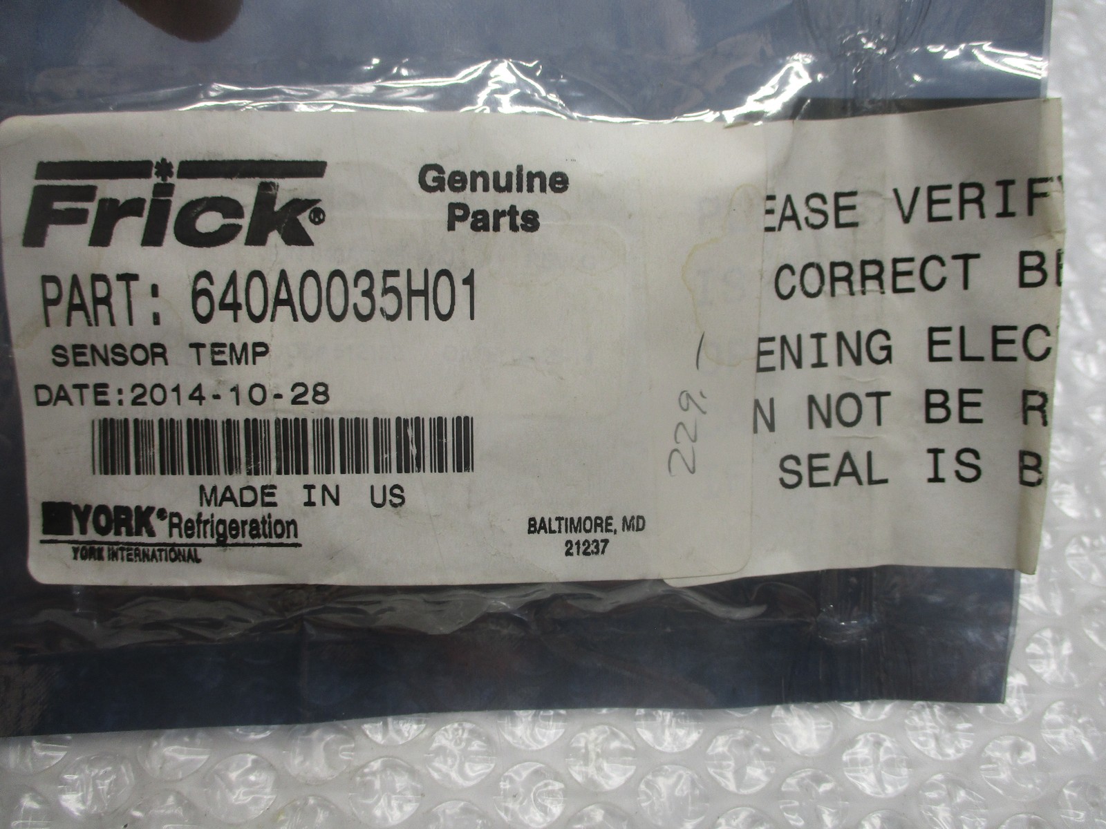 FRICK 640A0035H01 SENSOR NSMP