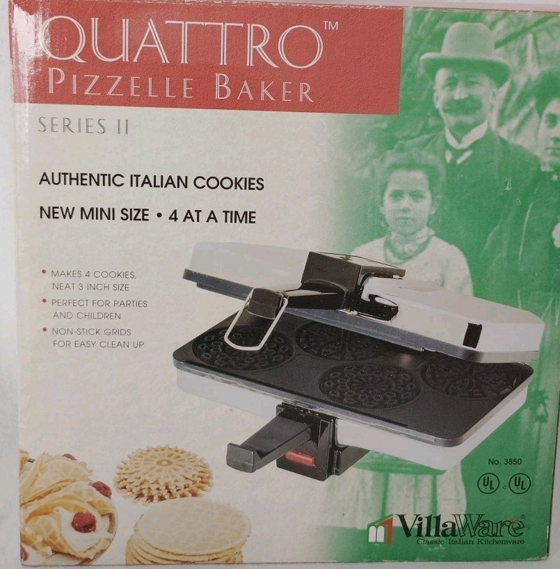 Villaware Model 3850 Quattro Pizzelle Baker Italian Cookie Maker NEW Open Box