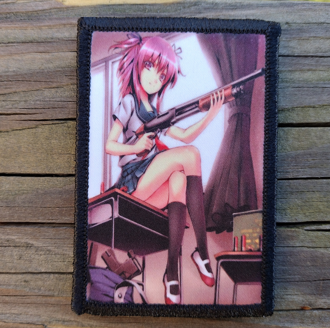 Anime Girl Shotgun Morale Patch Hook and Loop Army Sexy Custom Tactical 2A Gear