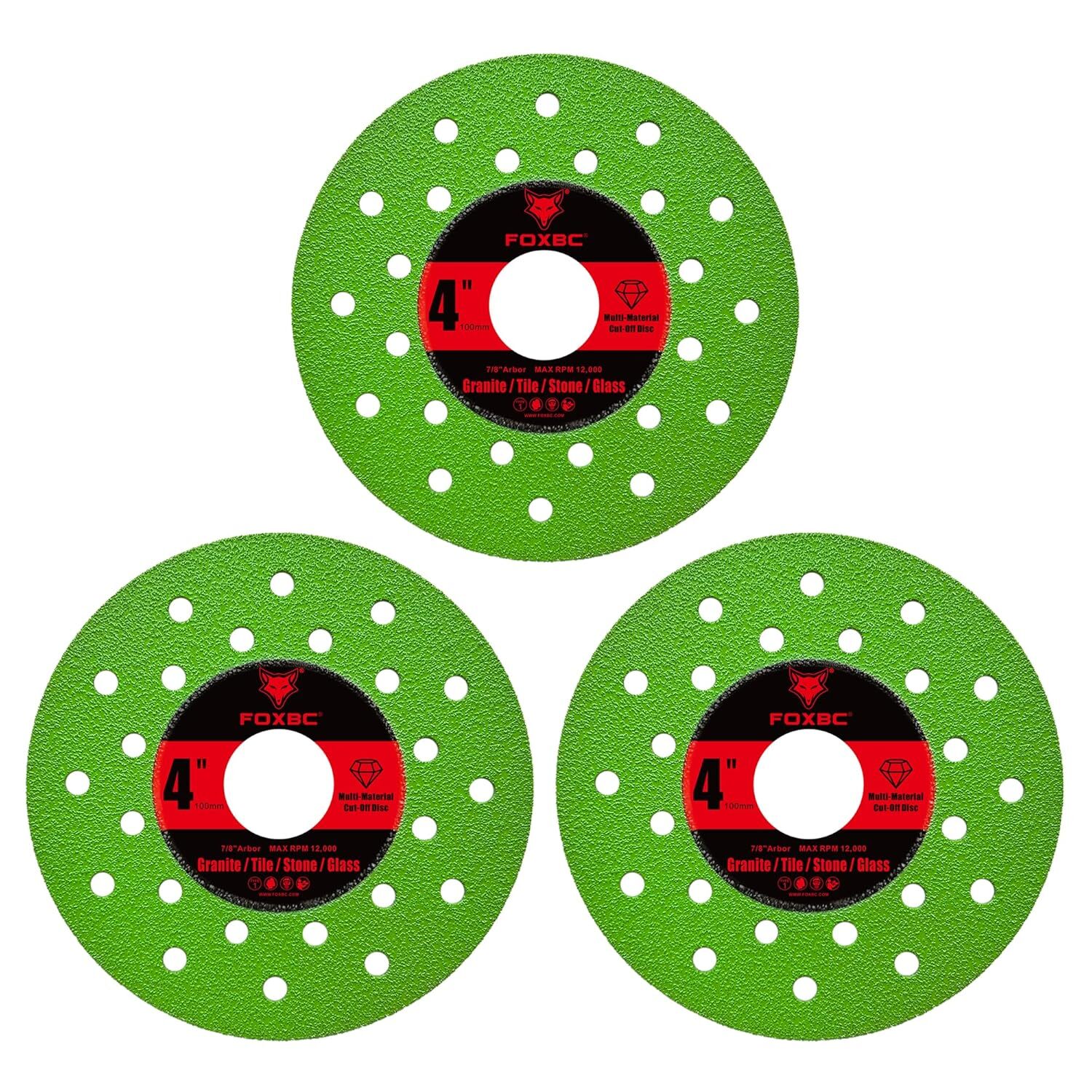 4 inch Diamond Grinding Cut Off Multi-Material Discs, 7/8" Arbor - 3 Pack
