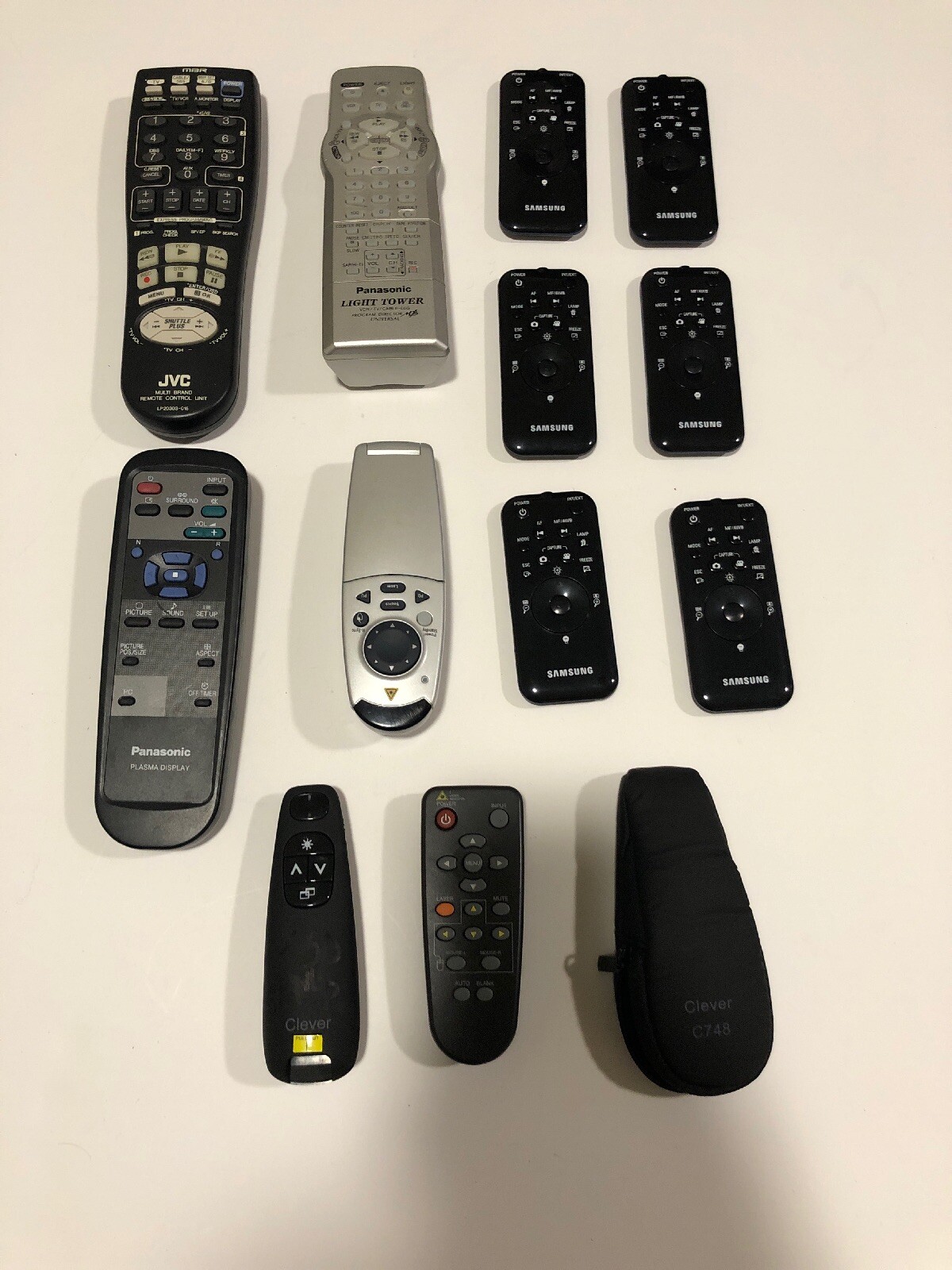 12 Pcs Various Wireless Remotes  C748 Pointer Laser Clever Panasonic Samsung JVC