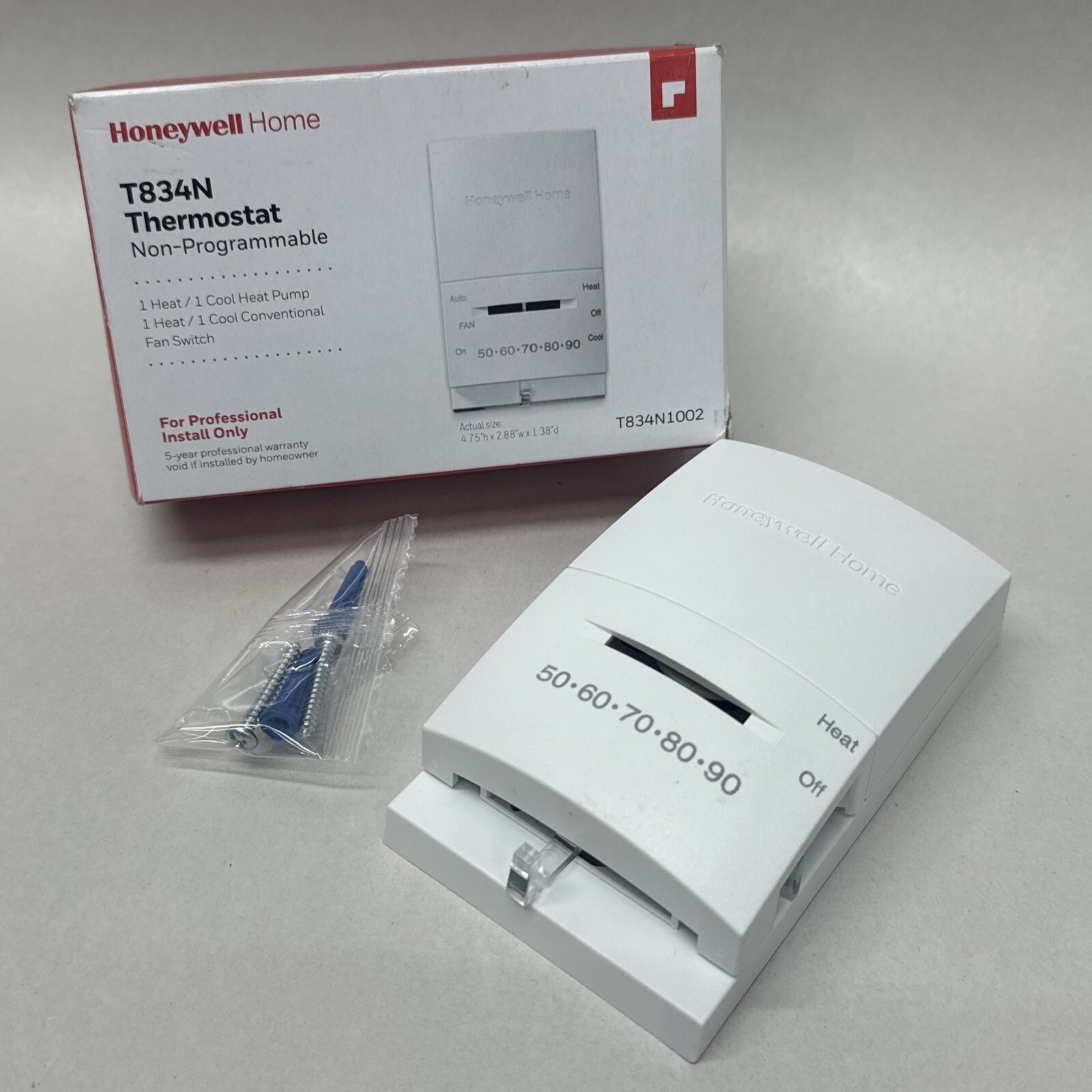 HONEYWELL HOME T834N1002 Low Volt NP Analog Thermostat, Rectangle T834 NEW