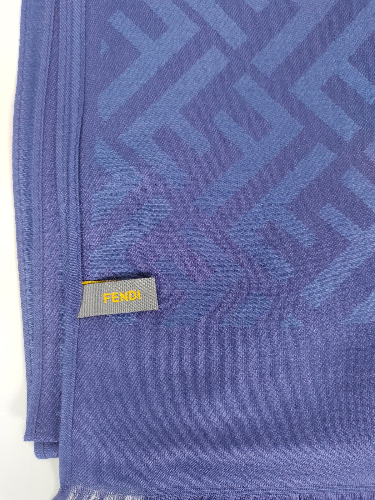 FENDI genuine vintage silk Blue Cashmere wrap shawl winter scarf scarves