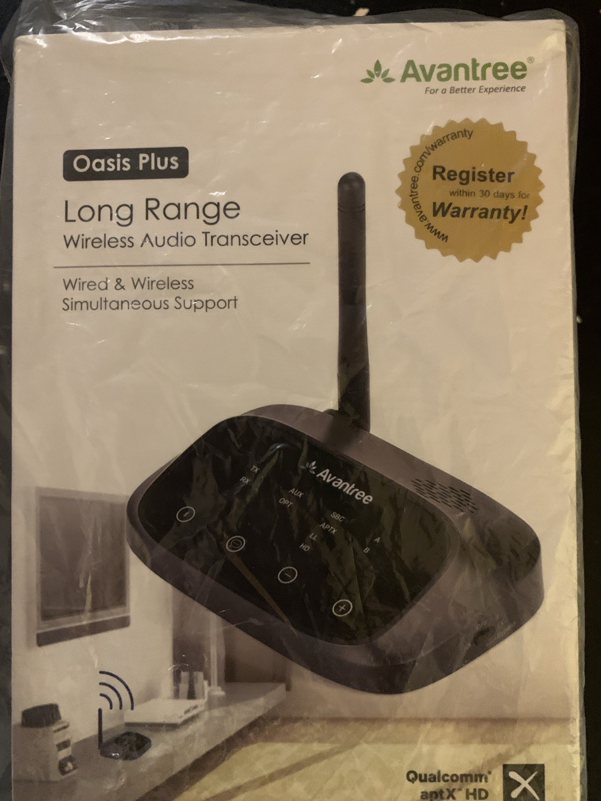New Avantree Oasis Plus Long Range Wireless Audio Transceiver BTTC-500P-GRY