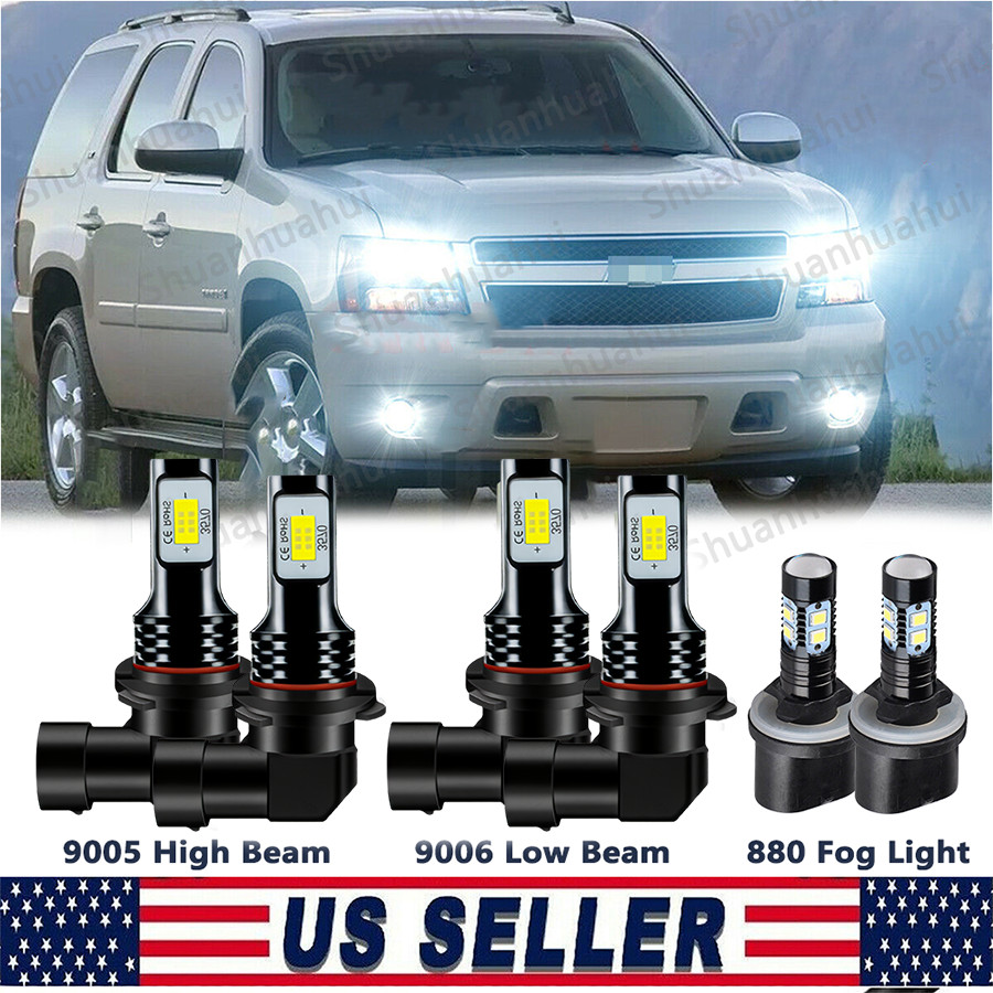 For Tahoe 2001 2003 2004 2005 2006 LED Headlights + Fog Lights Bulbs Kit 6500K