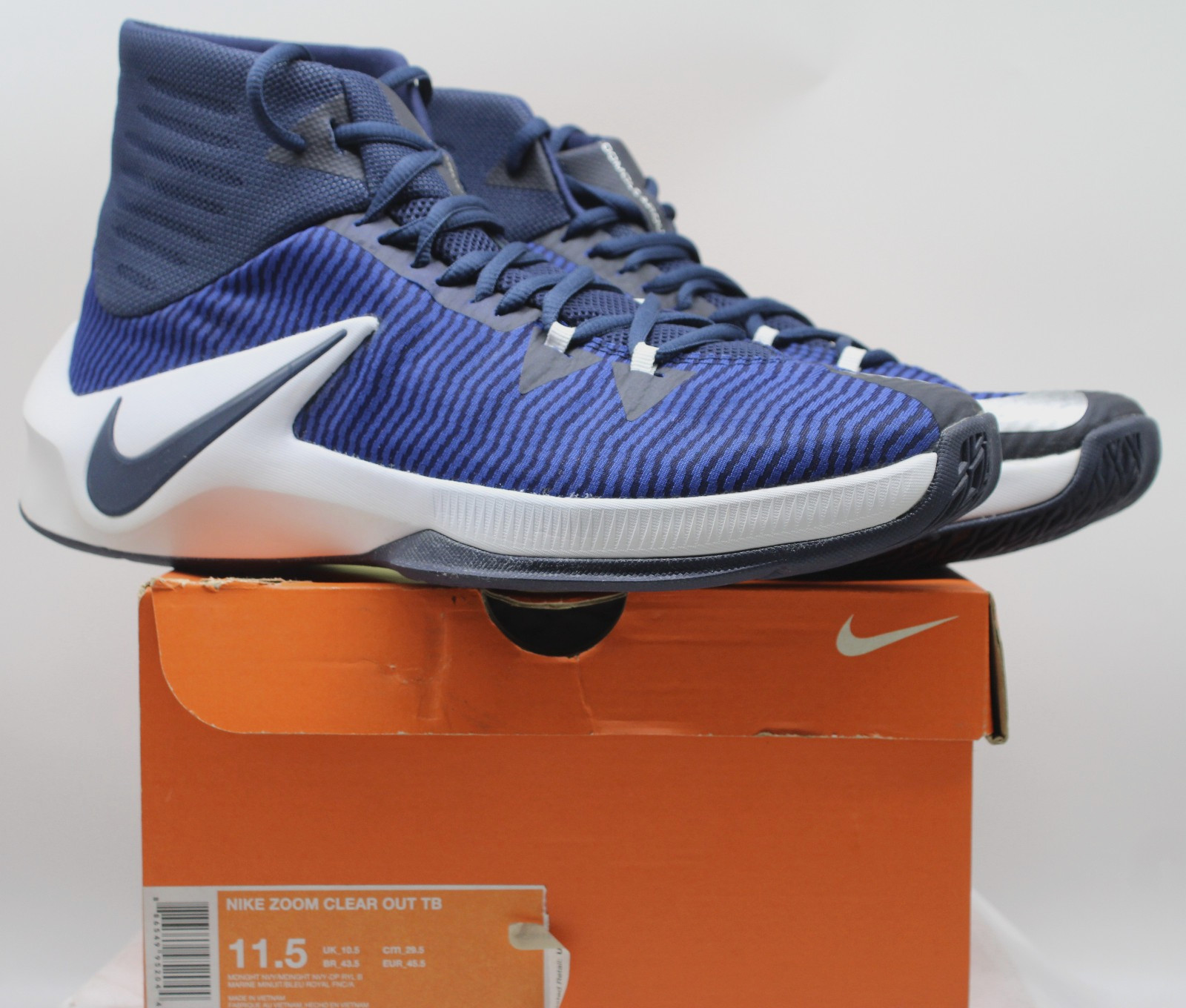 NIKE Men's Zoom CLEAR OUT TB HIGH Top Basketball Shoes NEW IN BOX NAVY SZ 11.5