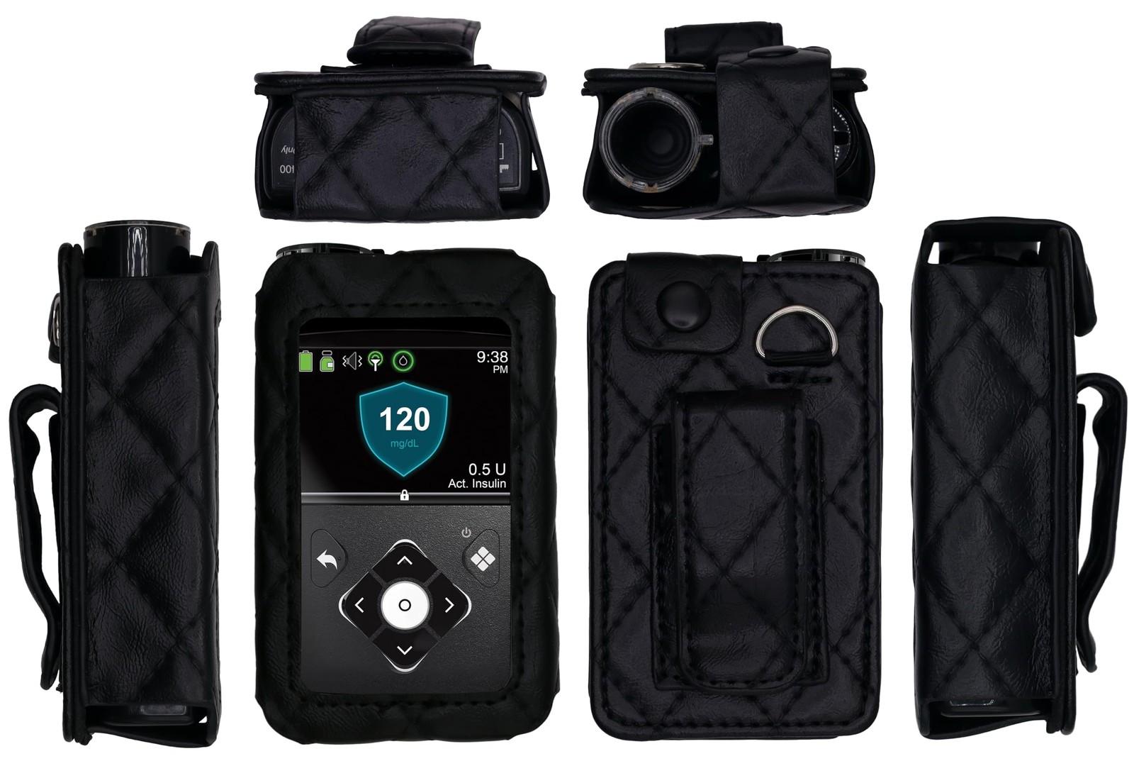 Fitted Leather Case with Screen Protector  Lanyard for Medtronic Minimed